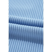 Beau Blue Patch Pocket Ribbed Knit Short Sleeve Sweater - L thumbnail