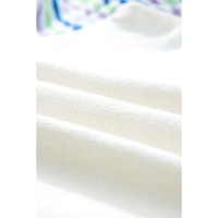 White Crochet Striped Bubble Sleeve Knit Sweater - S thumbnail