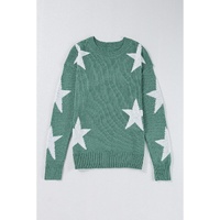 Green Star Pattern Drop Shoulder Sweater - XL thumbnail