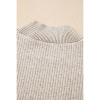Apricot Thermal Lined Ribbed Knit Mock Neck Sweater - M thumbnail