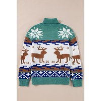 Canton Christmas Reindeer Snowflake Colorblock Turtleneck Sweater - L thumbnail