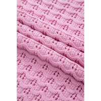 Pink Crochet Knit Drop Shoulder Sweater - XL thumbnail