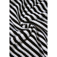 Black Stripe Zip up Collar Drop Shoulder Sweater - L thumbnail