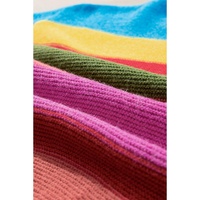 Light Blue Colorblock Mixed Textured Drop Shoulder Sweater - S thumbnail