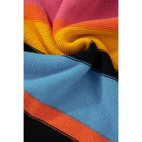 Yellow Colorblock Mixed Textured Drop Shoulder Sweater - M thumbnail