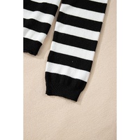 Black Stripe Slim Fit High Neck Knit Sweater - M thumbnail