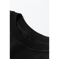 Black Solid Color Slim Fit Lightweight Crew Neck Sweater - L thumbnail