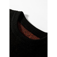 Black Halloween Pumpkin Face Pattern Drop Shoulder Sweater - M thumbnail