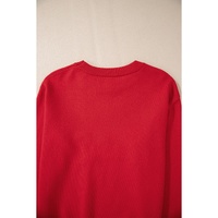 Fiery Red Pearl Beaded Merry Casual Sweater - 2XL thumbnail