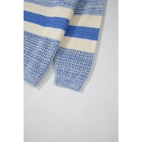 Light Blue Open Stitch Puff Sleeve Sweater - L thumbnail