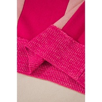 Rose Red Mixed Checkered Pattern Drop Shoulder Loose Sweater - M thumbnail