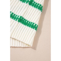 Bright Green Striped Round Neck Casual Sweater Vest - S thumbnail