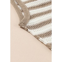 Khaki Stripe Hollowed Knit Sleeveless Sweater Dress - M thumbnail