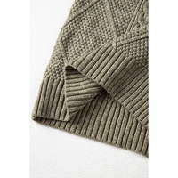 Mist Green Cable Knit Drop Shoulder Loose Fit Sweater Dress - L thumbnail