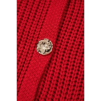 Fiery Red Solid Textured Knit Side Pockets Buttoned Sweater Vest - S thumbnail
