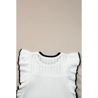White Crochet Eyelet Flounce Tank Top - L thumbnail