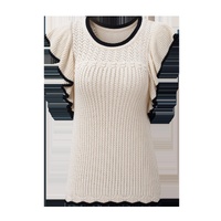 Apricot Crochet Eyelet Flounce Tank Top - L thumbnail