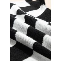 Color black Colorblock Plaid Pattern Ribbed Trim Sweater Tank Top - S thumbnail