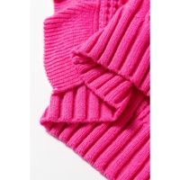 Strawberry Pink Textured Knit Ruffled Mock Neck Sweater Tank - S thumbnail