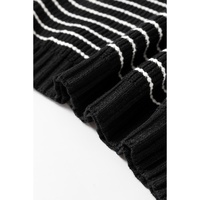 Black Stripe Turn-down V Neck Sweater Tank Top - M thumbnail