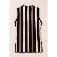 Black Stripe Slim Fit O Neck Sweater Vest - M thumbnail