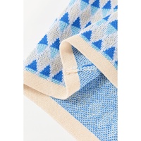 Sky Blue Stripe Geometric Print Round Neck Slim Fit Sweater Vest - L thumbnail