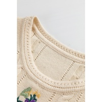 Jet Stream Embroidered Floral Cable Knit Sweater Vest - XL thumbnail