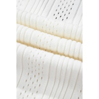 White Contrast Trim Eyelet Knit Colorblock V Neck Sweater Vest - L thumbnail
