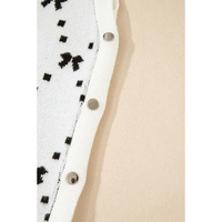 White Bow Pattern Buttoned Side Cropped Sweater Vest - M thumbnail
