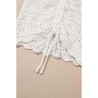 Beige Trendy Hollowed Knit V Neck Drawstring Sweater Vest - M thumbnail