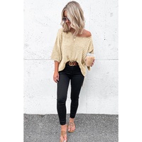 Azura Exchange Textured Knit Drop Shoulder Tee - L thumbnail