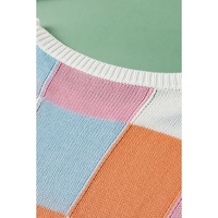 Grapefruit Orange Color Block Cap Sleeve Sweater - L thumbnail