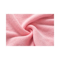 Pink Multi Crochet Flower Knit Short Sleeve Sweater Top - L thumbnail