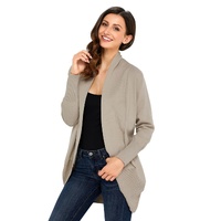 Azura Exchange Khaki Super Soft Long Sleeve Open Cardigan - L thumbnail