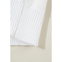 White Touchdown Tinsel Puff Short Sleeve Crew Neck Sweater - M thumbnail