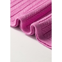 Phalaenopsis Textured Square Neck Half Sleeve Knitted Top - L thumbnail