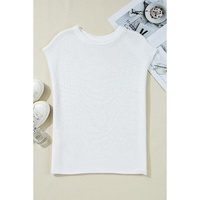 Jet Stream Solid Color Sweater Tee with Side Slits - S thumbnail