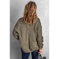 Olive Chunky Wide Long Sleeve Knit Cardigan - XL thumbnail