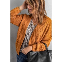 Khaki Chunky Wide Long Sleeve Knit Cardigan - 2XL thumbnail