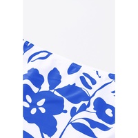 Blue Square Neck Sleeveless Fashion Print Tankini Set - S thumbnail