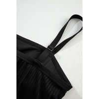 Black Striped Mesh Knotted Hem Tankini Swimsuit - S thumbnail