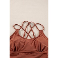 Mineral Red Drawstring Tummy Control Mix-and-match 2pcs Tankini Swimsuit - 2XL thumbnail