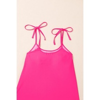 Rose Red Tie Shoulder Floral Print Cute Tankini Set - M thumbnail