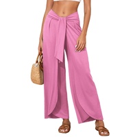 Bonbon Knotted Drop Waist Split Leg Relaxed Pants - 2XL thumbnail
