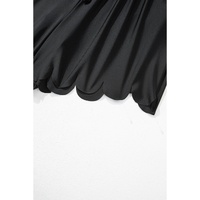 Black Scalloped Trim Beach Shorts - S thumbnail