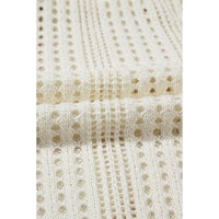Beige Open Knit Drawstring Waist Beach Dress - M thumbnail