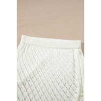 White Hollowed Crochet Cropped 2 Piece Beach Dress - L thumbnail