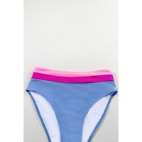 Light Blue Colorblock High Waisted Bikini Swimsuit - L thumbnail