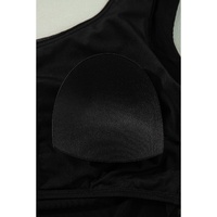 Black Pleated Mesh One Shoulder Bikini Top and Skirts Set - L thumbnail