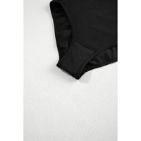 Black Ribbed One Shoulder Hollowed One Piece Swimsuit - M thumbnail